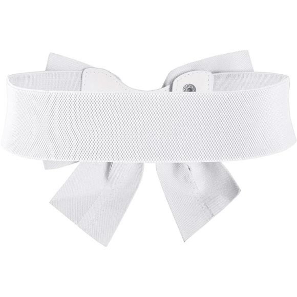 Women's Vintage Bowknot Wide Elastic Stretchy Cinch Belt White - Picture 2 of 4